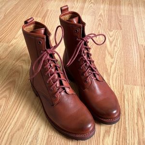 Frye Veronica Combat Red Clay Sz 8 NWOB